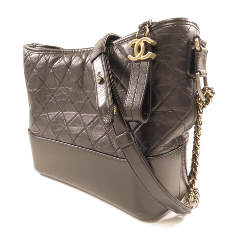 CHANEL Quilted CC Gabrielle Large Hobo Chain Shoulder Bag Calfskin Black