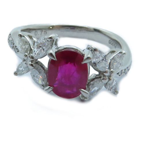 FINE JEWELRY 1.19ct Ruby 0.75ct Diamond Ring US#7 PT900 Platinum