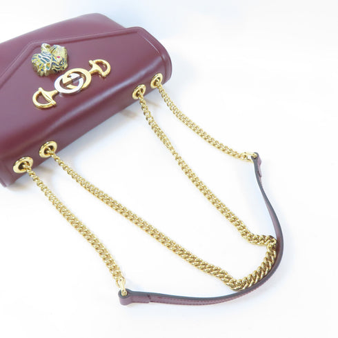 GUCCI GG GHW Rajah Medium Shoulder Bag 537241 Calfskin Leather Burgundy Red