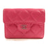 CHANEL CC SHW Card Case Purse Lambskin Leather Pink