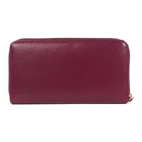 CHANEL CC SHW Zipper Long Wallet Calfskin Leather Purple