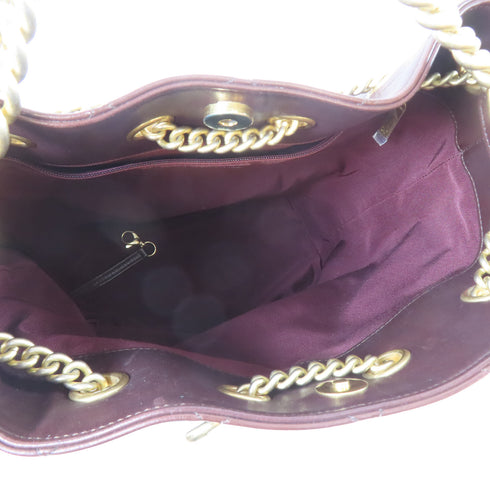 CHANEL Quilted CC GHW Bucket Totebag 2 Way Bag Calfskin Leather Brown