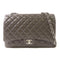 CHANEL CC SHW Maxi Classic Chain Shoulder Bag Calfskin Leather Gray Grey