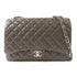 CHANEL CC SHW Maxi Classic Chain Shoulder Bag Calfskin Leather Gray Grey