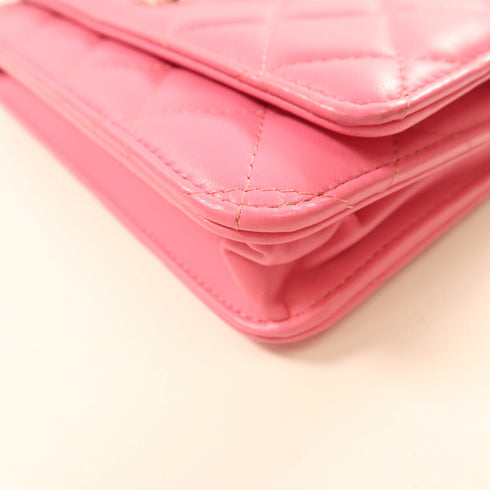 CHANEL CC SHW Wallet On Chain Shoulder Bag Lambskin Leather Pink