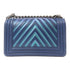 CHANEL Herringbone CC SHW Le Boy Chain Shoulder Calfskin Leather Neon Blue Green