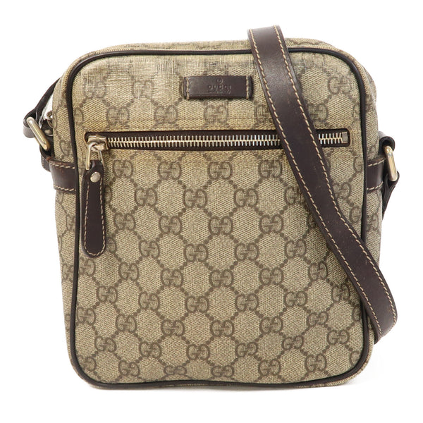 GUCCI GG GHW Shoulder Bag Crossbody Coated Canvas Brown