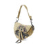 Christian Dior CD SHW Saddle Shoulder Bag Jute Canvas Beige Black