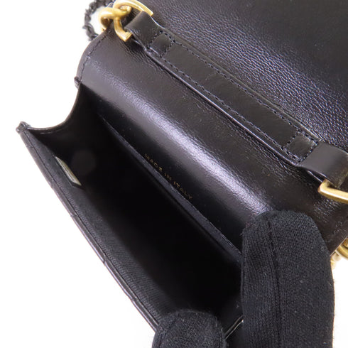 CHANEL Quilted CC GHW Phone Bag Chain Shoulder Bag Lambskin Leather Black