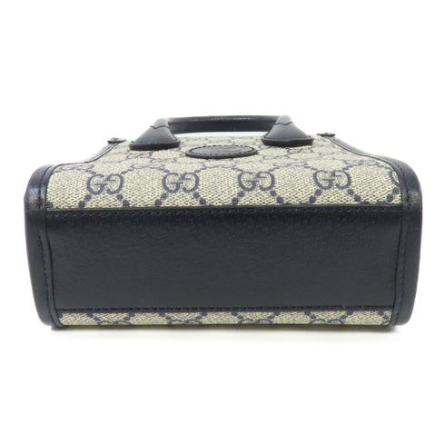 GUCCI GG SHW Mini Tote 2way Shoulder Bag 671623 Coated Canvas Blue Beige