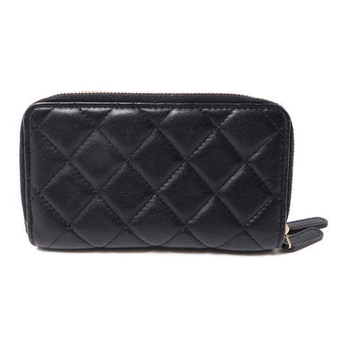 CHANEL CC GHW Zipper Wallet Lambskin Leather Black