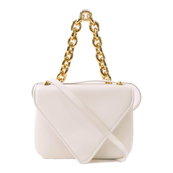 BOTTEGA VENETA BV GHW 2 Way Shoulder Bag Leather White