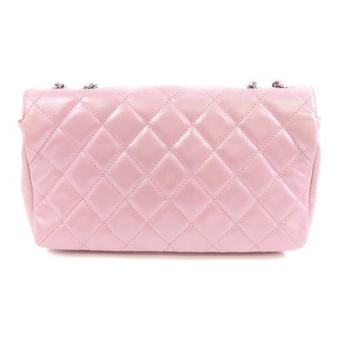 CHANEL Quilted CC SHW Chain Shoulder Bag Calfskin Leather Pink