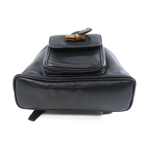 GUCCI GG GHW Bamboo Backpack 003.1705.0030 Calfskin Leather Black