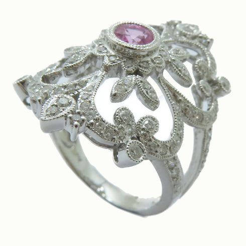 FINE JEWELRY 0.53ct Sapphire 1.00ct Diamond Ring 18K White Gold US#6.5