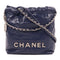 CHANEL CC SHW Mini 22 Chain Shoulder Bag Calfskin Leather Navy
