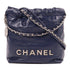 CHANEL CC SHW Mini 22 Chain Shoulder Bag Calfskin Leather Navy