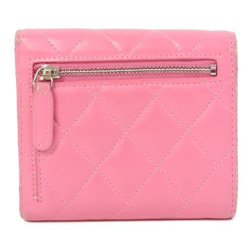 CHANEL CC SHW Wallet Quilted Lambskin Leather Pink