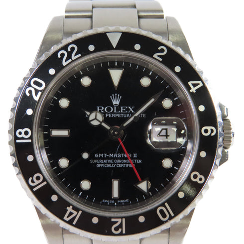 ROLEX GMT Master II Automatic Watch Stainless Steel 16710 Black Silver