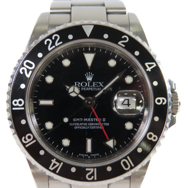 ROLEX GMT Master II Automatic Watch Stainless Steel 16710 Black Silver