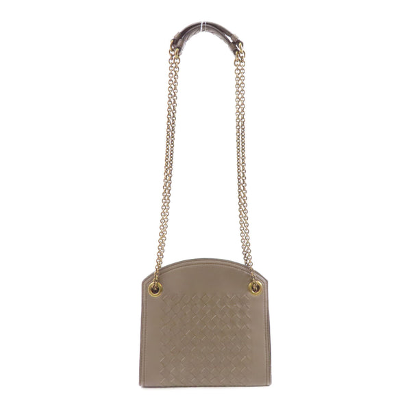 BOTTEGA VENETA BV GHW Chain Shoulder Bag Lambskin Leather Greige