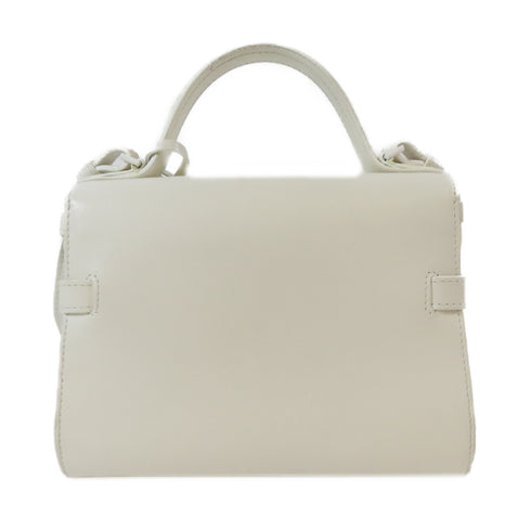 Delvaux Tempete 2 Way Shoulder Bag Handbag Lambskin Leather White