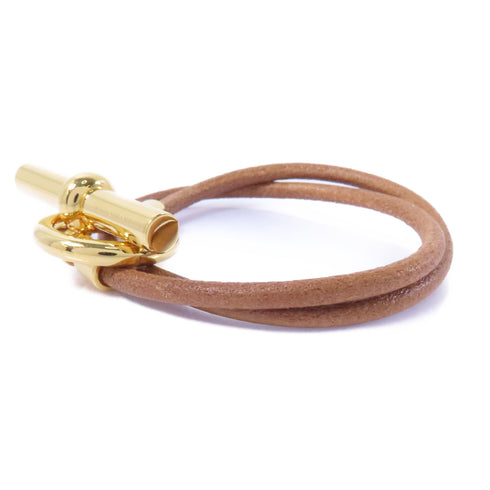 HERMES Glenan Choker Calfskin Leather Brown