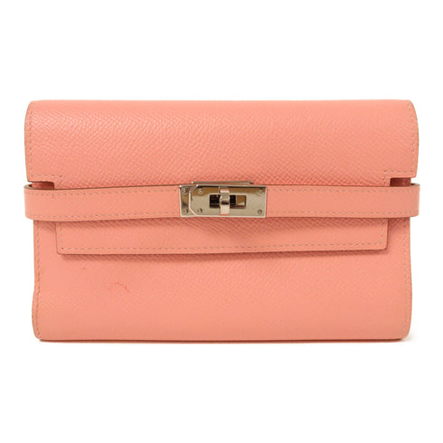 HERMES PHW Kelly Wallet Long Wallet Epsom Leather Rose Confetti