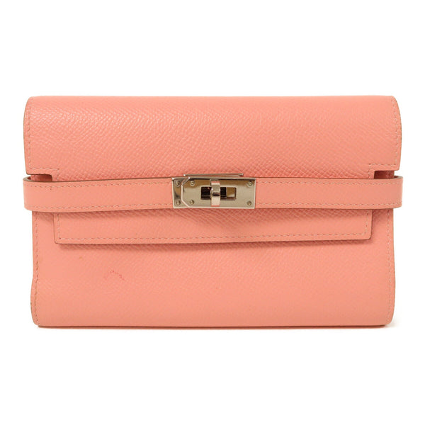 HERMES PHW Kelly Wallet Long Wallet Epsom Leather Rose Confetti