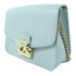 FURLA GHW Chain Shoulder Crossbody Bag Calfskin Leather Light Blue