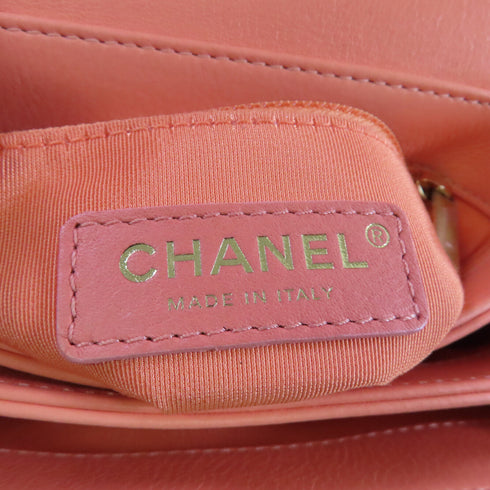 CHANEL CC吧GHW Handbag Chain Shoulder Bag Calfskin Leather Salmon Pink