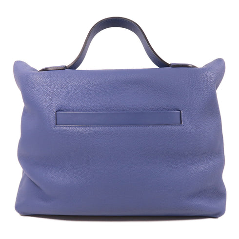 HERMES PHW 24/24 Hand Bag Togo Leather/Swift Leather Bleu Agate