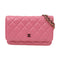 CHANEL Quilted CC GHW SHW Chain Shoulder Bag Lambskin Leather Pink