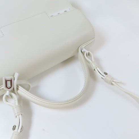 Delvaux Tempete 2 Way Shoulder Bag Handbag Lambskin Leather White
