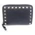 Valentino GHW Zipper Wallet Calfskin Leather Black