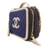 CHANEL CC GHW Vanity Bag 2 Way Shoulder Bag Handbag Canvas Navy/Black/Grey