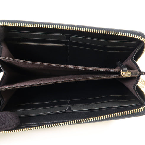 FENDI GHW Long Round Zipper Wallet 8M0024 Canvas Brown Black