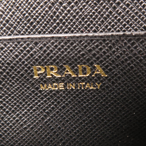 PRADA GHW Wallet On Chain Shoulder Bag 1DH029 Calfskin Leather Black
