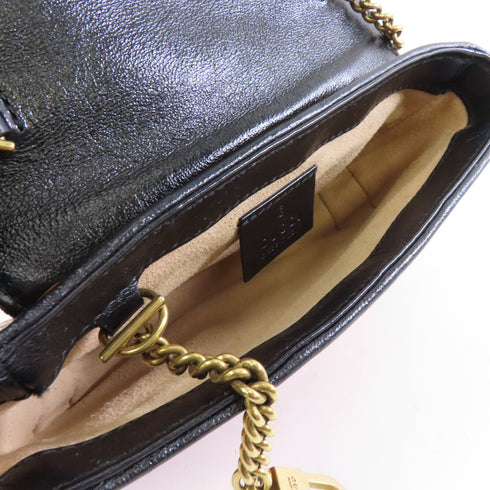 GUCCI GHW GG Marmont Chain Shoulder Bag 574969 Calfskin Leather Brown