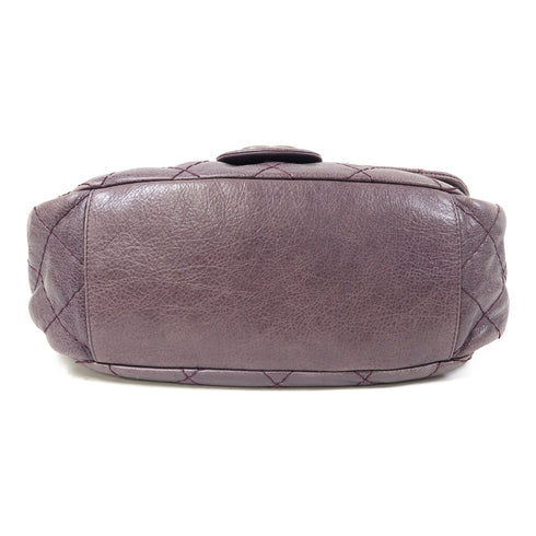 CHANEL Quilted CC SHW Shoulder Bag Calfskin Leather Purple