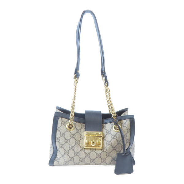 GUCCI GG GHW Padlock Small GG Shoulder Bag 498156 Coated Canvas Brown/Black