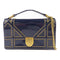 CHRISTIAN DIOR CD GHW Wallet On Chain Shoulder Bag Patent Leather Navy/Gold