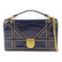 CHRISTIAN DIOR CD GHW Wallet On Chain Shoulder Bag Patent Leather Navy/Gold