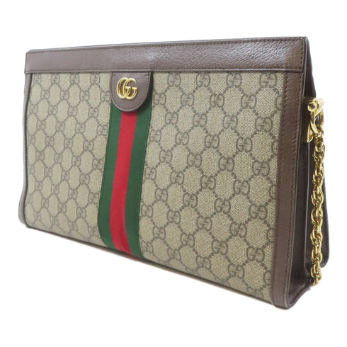 GUCCI GG GHW Ophidia Chain Shoulder Bag 503876 Coated Canvas Brown