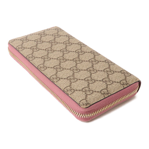 GUCCI GG GHW Long Wallet 307982 Coated Canvas Brown Pink