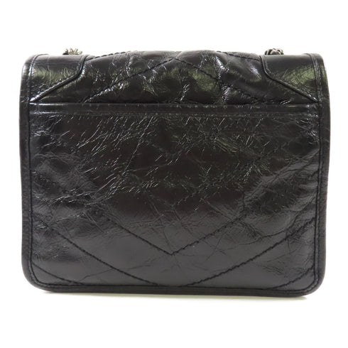 SAINT LAURENT YSL Chain Shoulder Bag Calfskin Leather Black