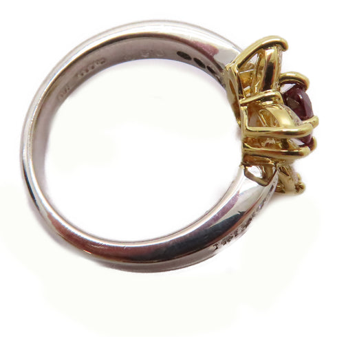 FINE JEWELRY 0.63ct Ruby 0.80ct Diamond Ring 18K White Gold PT900 Platinum US#6