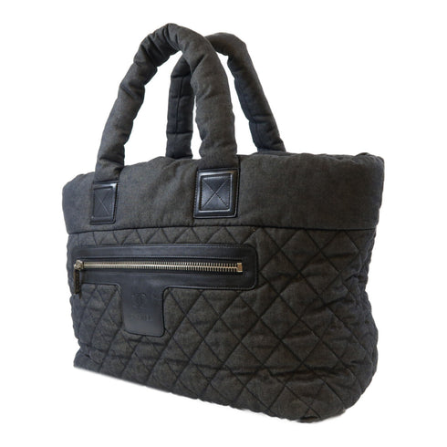 CHANEL Quilted CC SHW Coco Cocoon Tote Bag Canvas Grey