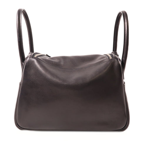 HERMES PHW Lindy 26 2 Way Shoulder Bag Handbag Volupto Leather Black