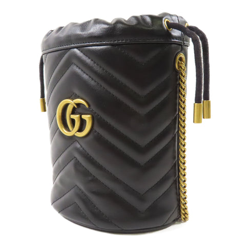 GUCCI GG Marmont Shoulder Bag Calfskin Leather Black 575163